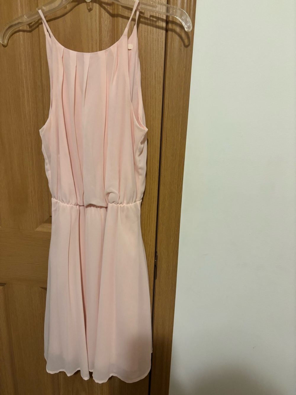 Light Pink Sleeveless Pleated Shift Dress